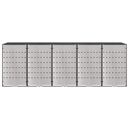 vidaXL Wheelie Bin Storage for 5 Bins Stainless Steel Anthracite 6