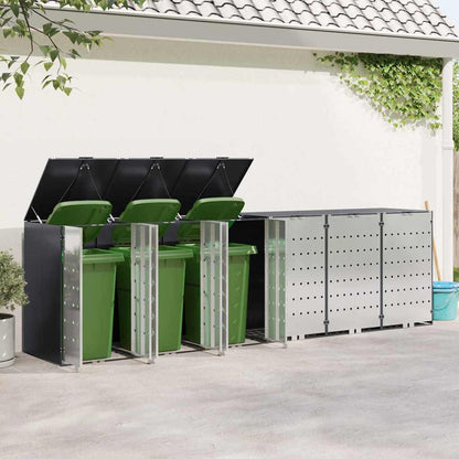 vidaXL Wheelie Bin Storage for 6 Bins Stainless Steel Anthracite 4