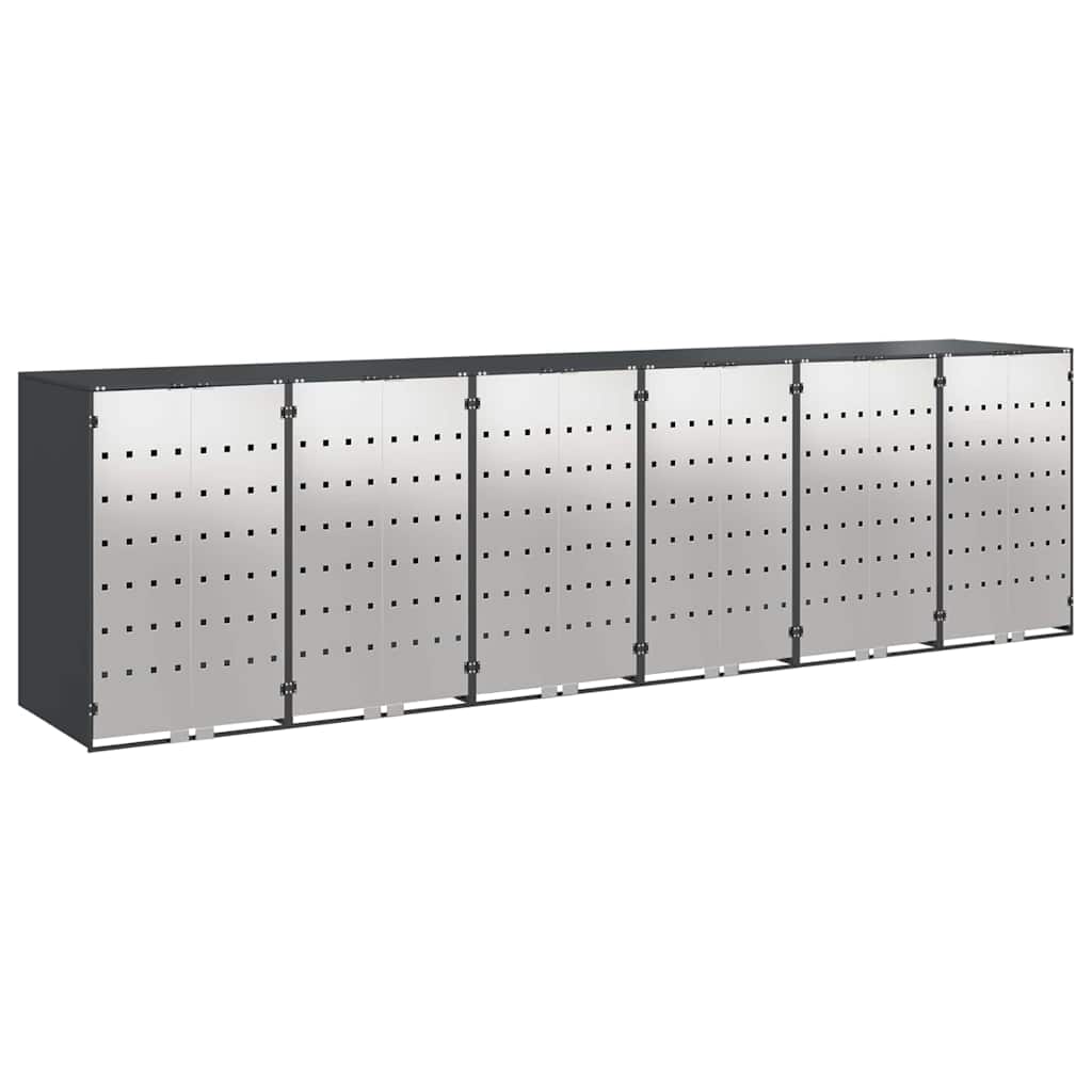 vidaXL Wheelie Bin Storage for 6 Bins Stainless Steel Anthracite 2