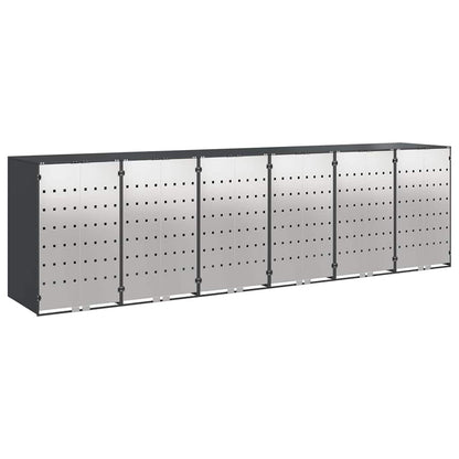 vidaXL Wheelie Bin Storage for 6 Bins Stainless Steel Anthracite 2