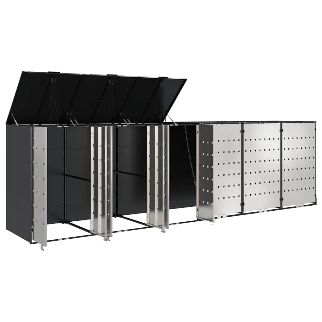 vidaXL Wheelie Bin Storage for 6 Bins Stainless Steel Anthracite 5