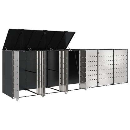 vidaXL Wheelie Bin Storage for 6 Bins Stainless Steel Anthracite 5