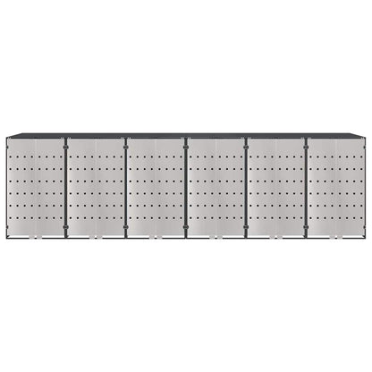 vidaXL Wheelie Bin Storage for 6 Bins Stainless Steel Anthracite 6