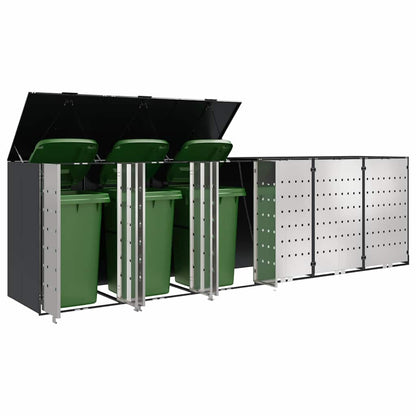 vidaXL Wheelie Bin Storage for 6 Bins Stainless Steel Anthracite 3