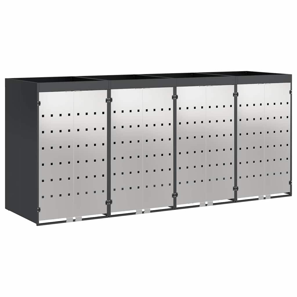 vidaXL Wheelie Bin Storage for 4 Bins Stainless Steel Anthracite 2