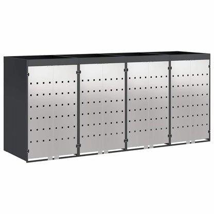 vidaXL Wheelie Bin Storage for 4 Bins Stainless Steel Anthracite 2