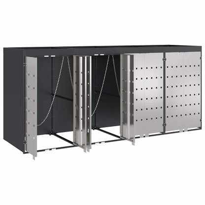 vidaXL Wheelie Bin Storage for 4 Bins Stainless Steel Anthracite 5