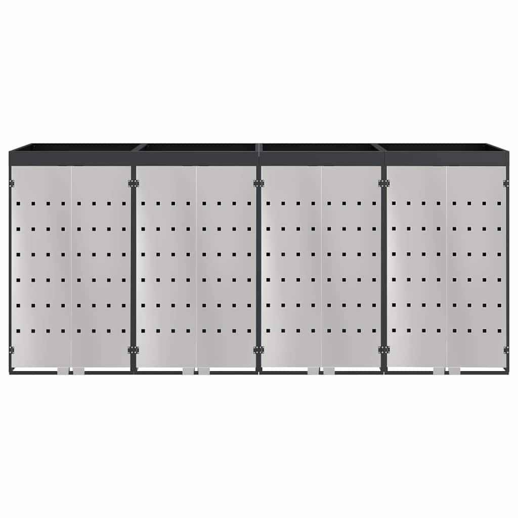 vidaXL Wheelie Bin Storage for 4 Bins Stainless Steel Anthracite 6
