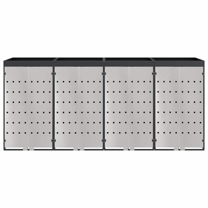 vidaXL Wheelie Bin Storage for 4 Bins Stainless Steel Anthracite 6