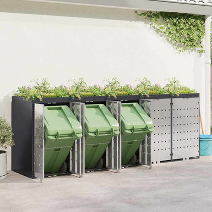 vidaXL Wheelie Bin Storage for 5 Bins Stainless Steel Anthracite 4
