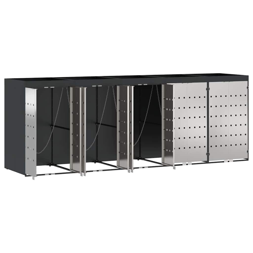 vidaXL Wheelie Bin Storage for 5 Bins Stainless Steel Anthracite 5