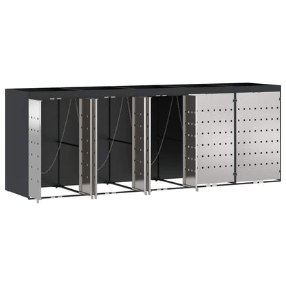 vidaXL Wheelie Bin Storage for 5 Bins Stainless Steel Anthracite 5