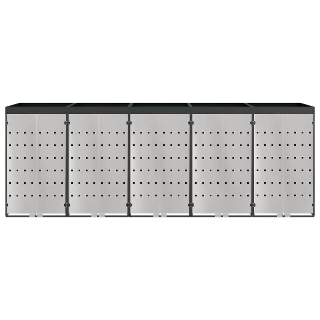 vidaXL Wheelie Bin Storage for 5 Bins Stainless Steel Anthracite 6