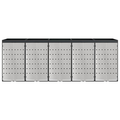 vidaXL Wheelie Bin Storage for 5 Bins Stainless Steel Anthracite 6