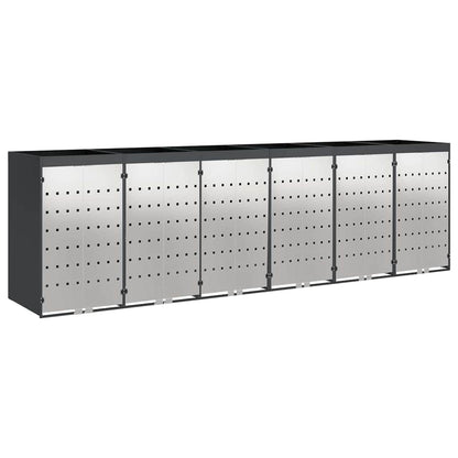 vidaXL Wheelie Bin Storage for 6 Bins Stainless Steel Anthracite 2