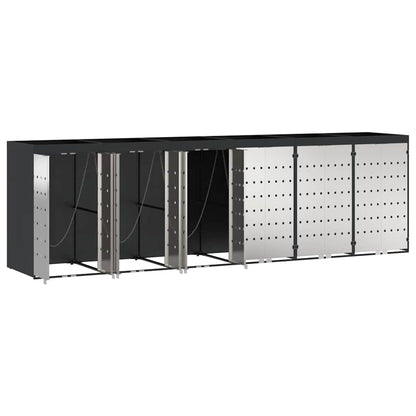 vidaXL Wheelie Bin Storage for 6 Bins Stainless Steel Anthracite 5