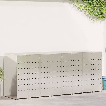 vidaXL Wheelie Bin Storage for 4 Bins Stainless Steel Silver 1