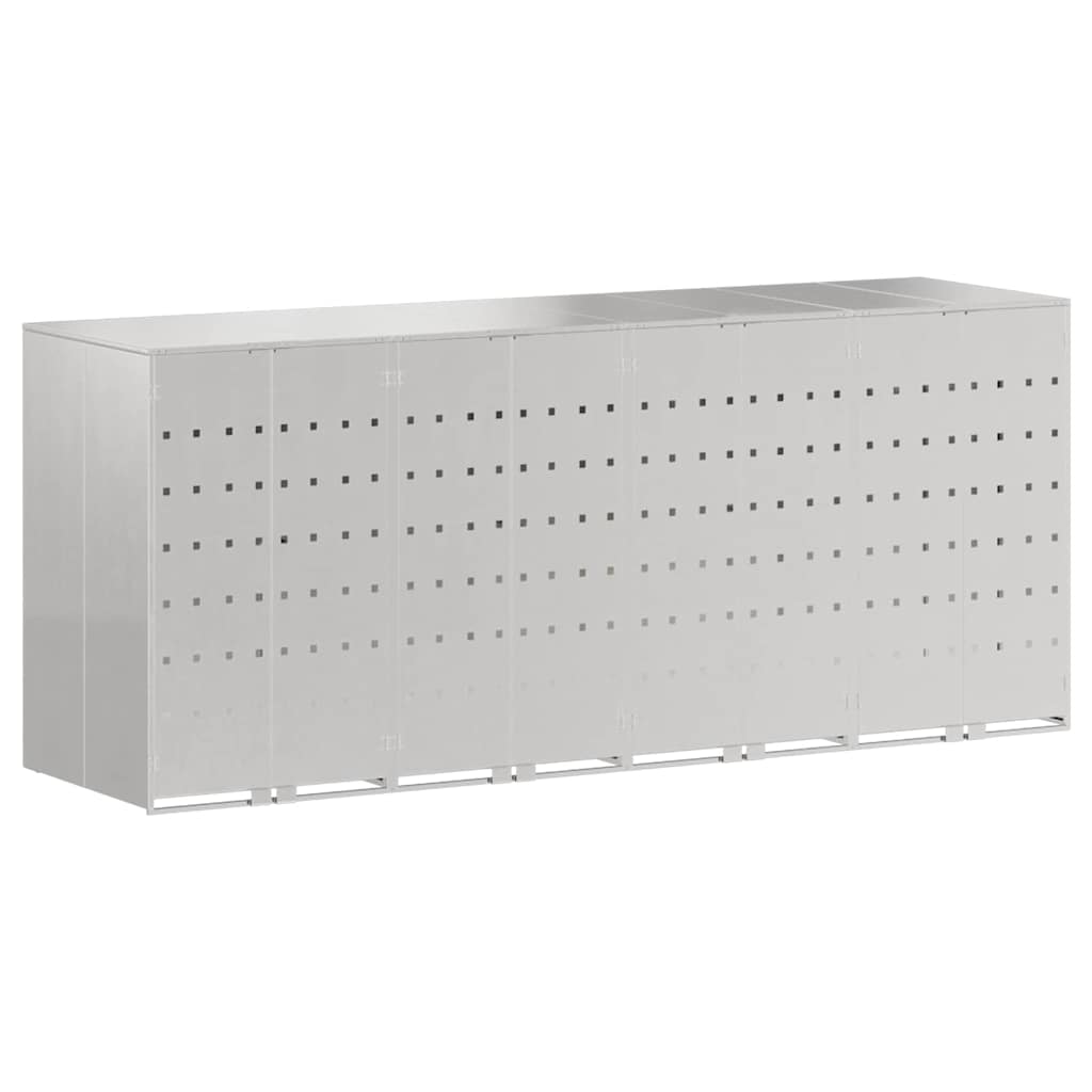 vidaXL Wheelie Bin Storage for 4 Bins Stainless Steel Silver 2