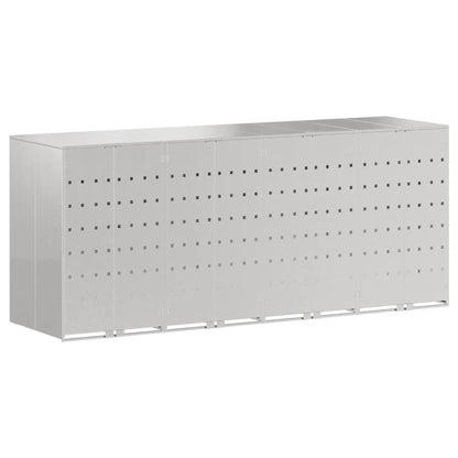 vidaXL Wheelie Bin Storage for 4 Bins Stainless Steel Silver 2