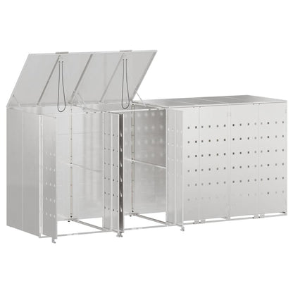 vidaXL Wheelie Bin Storage for 4 Bins Stainless Steel Silver 5