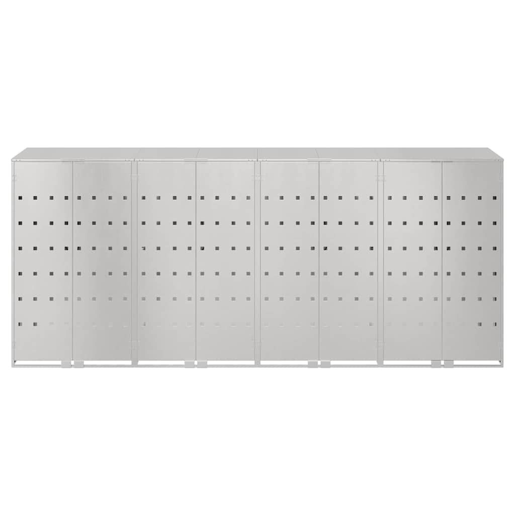 vidaXL Wheelie Bin Storage for 4 Bins Stainless Steel Silver 6