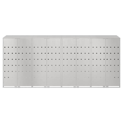 vidaXL Wheelie Bin Storage for 4 Bins Stainless Steel Silver 6