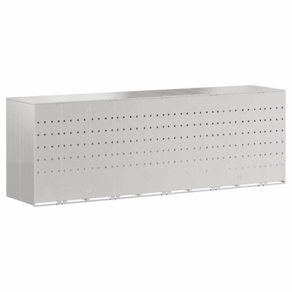 vidaXL Wheelie Bin Storage for 5 Bins Stainless Steel Silver 2