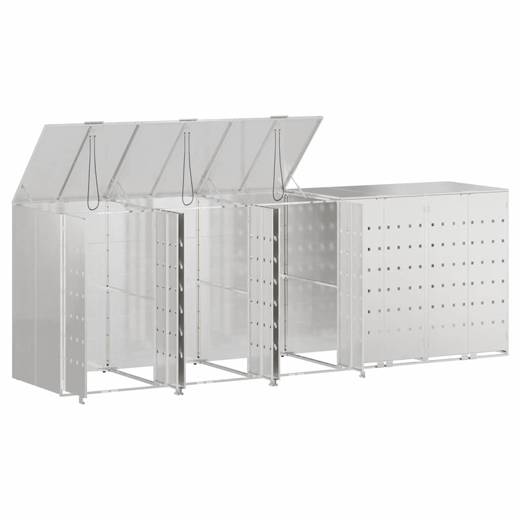 vidaXL Wheelie Bin Storage for 5 Bins Stainless Steel Silver 5