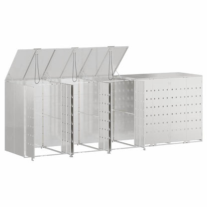 vidaXL Wheelie Bin Storage for 5 Bins Stainless Steel Silver 5
