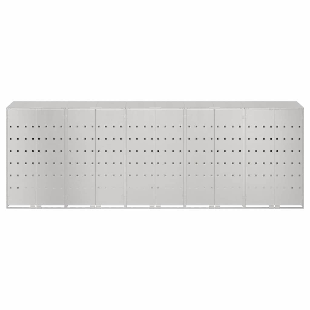 vidaXL Wheelie Bin Storage for 5 Bins Stainless Steel Silver 6