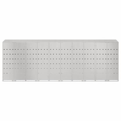 vidaXL Wheelie Bin Storage for 5 Bins Stainless Steel Silver 6