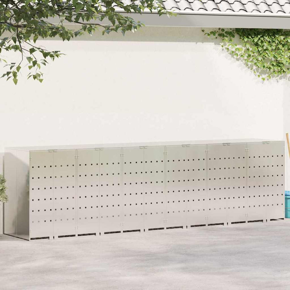 vidaXL Wheelie Bin Storage for 6 Bins Stainless Steel Silver
