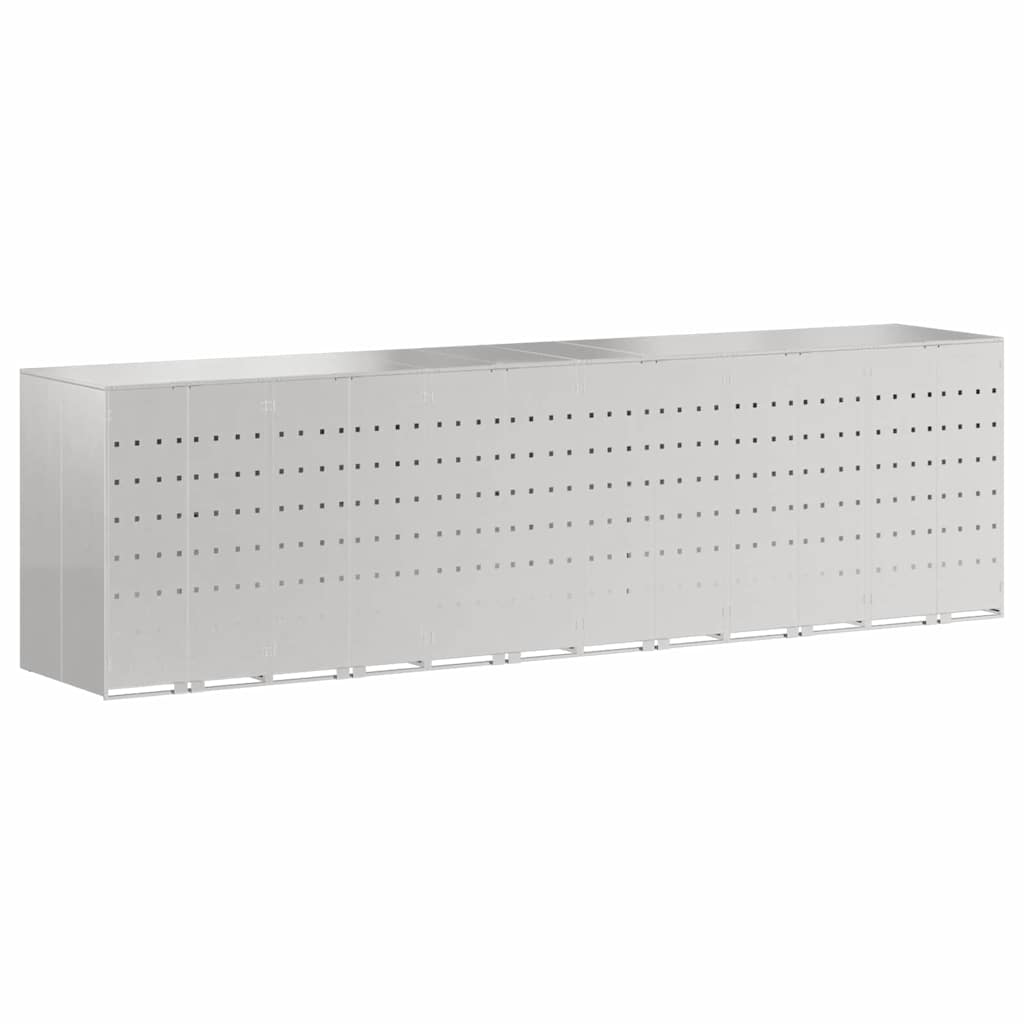 vidaXL Wheelie Bin Storage for 6 Bins Stainless Steel Silver 2