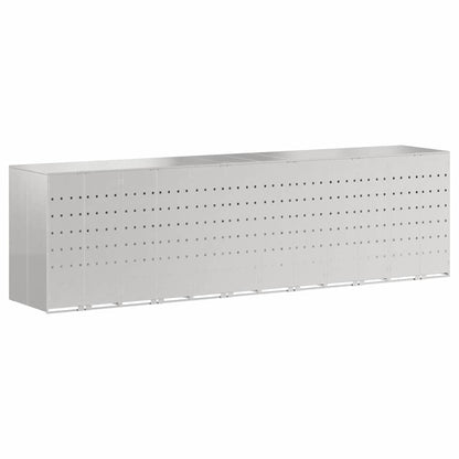 vidaXL Wheelie Bin Storage for 6 Bins Stainless Steel Silver 2