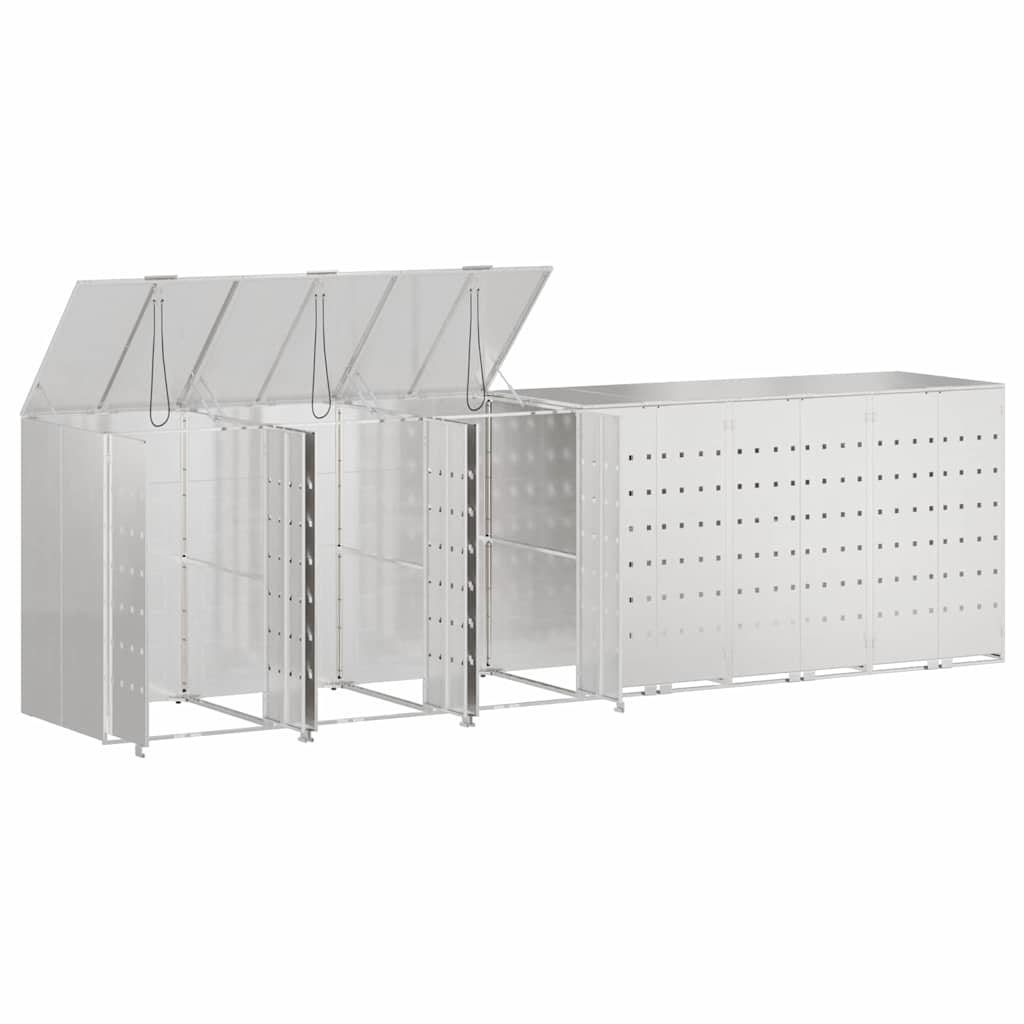 vidaXL Wheelie Bin Storage for 6 Bins Stainless Steel Silver 5