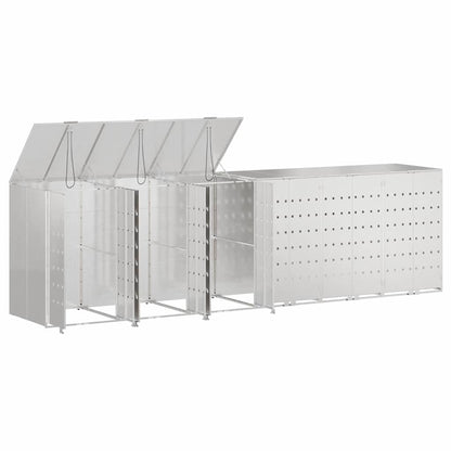 vidaXL Wheelie Bin Storage for 6 Bins Stainless Steel Silver 5