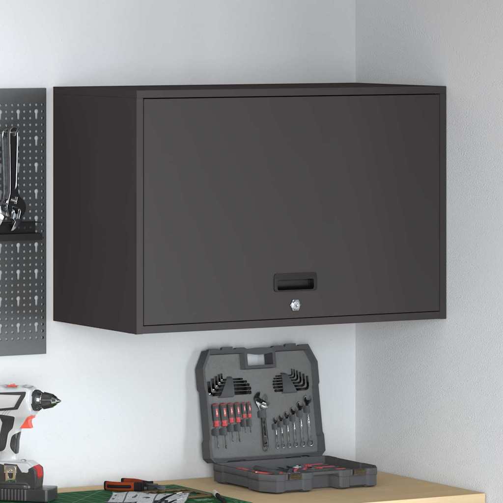 Wall Cabinet for Garage with Gas-lift Door Depth 40 cm Black 80 cm