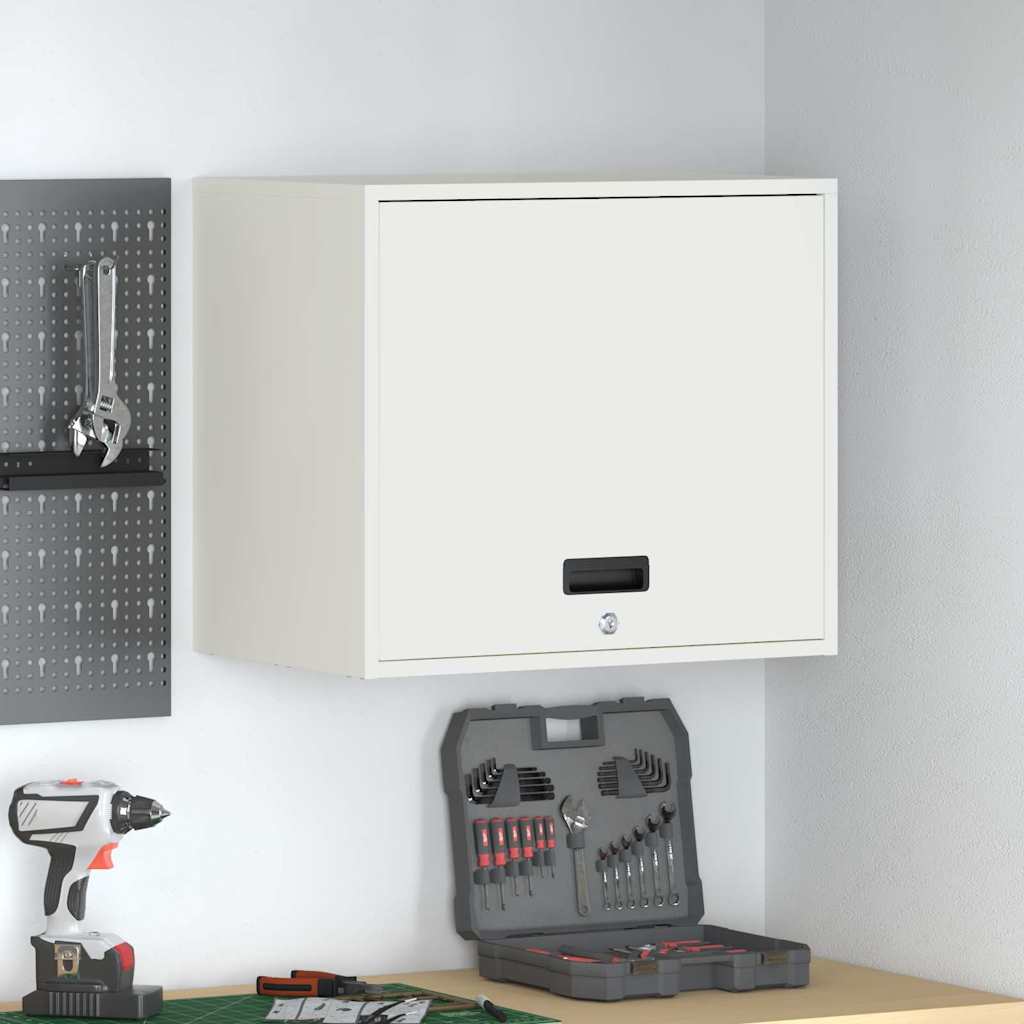 Wall Cabinet for Garage with Gas-lift Door Depth 40 cm White 60 cm