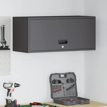 Wall Cabinet for Garage with Gas-lift Door Depth 33 cm Black 80 cm