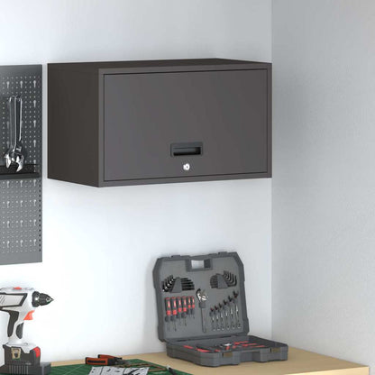 Wall Cabinet for Garage with Gas-lift Door Depth 33 cm Black 60 cm