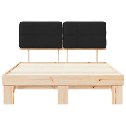 Bed Frame with Upholstered Headboard Black Length 200 cm Natural and Black 140 cm