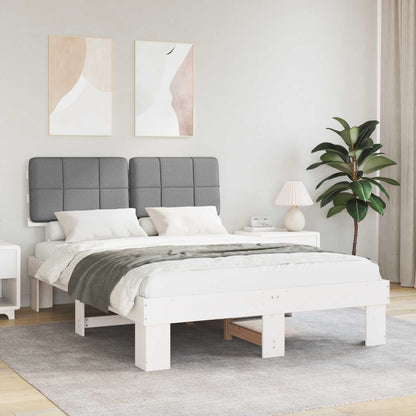 Bed Frame with Upholstered Headboard Length 200 cm White and Light Grey 120 cm