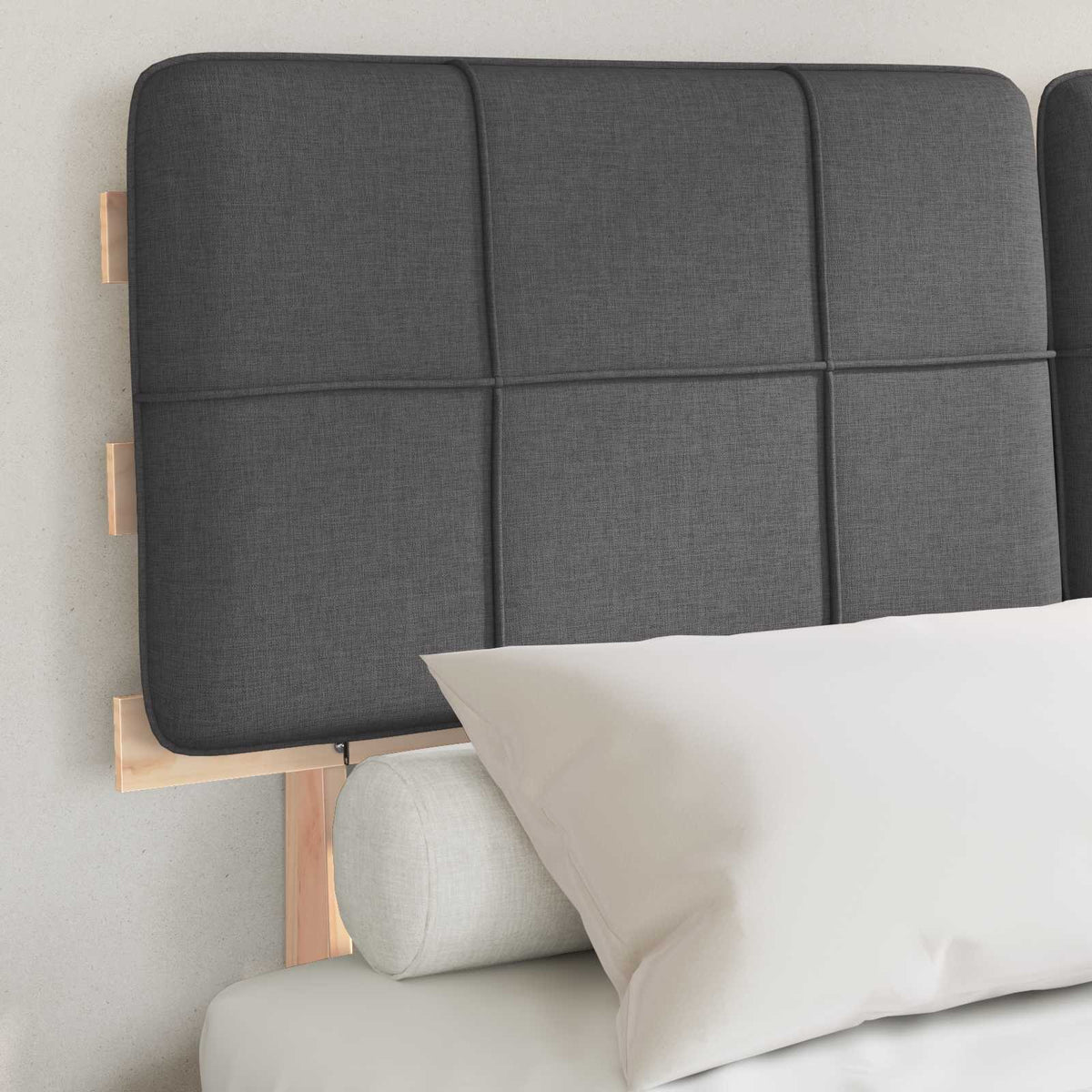Bed Frame with Upholstered Headboard Length 190 cm Natural and Dark Grey 120 cm