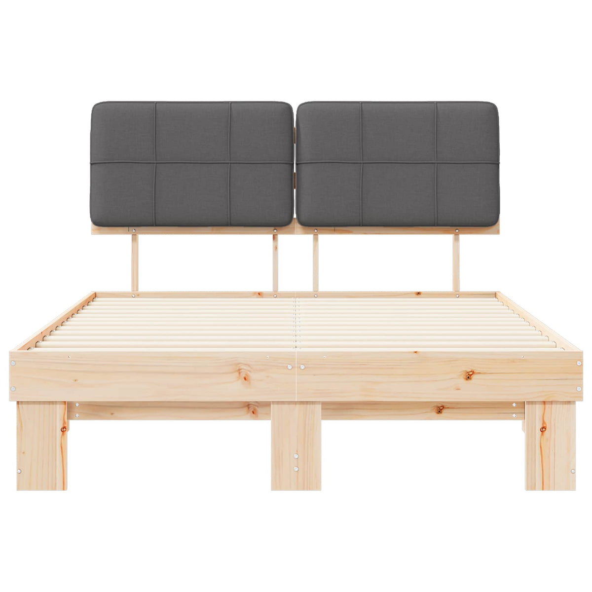 Bed Frame with Upholstered Headboard Length 190 cm Natural and Dark Grey 120 cm