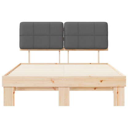Bed Frame with Upholstered Headboard Length 190 cm Natural and Dark Grey 120 cm