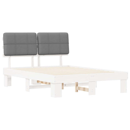 Bed Frame with Upholstered Headboard Length 190 cm White and Light Grey 120 cm