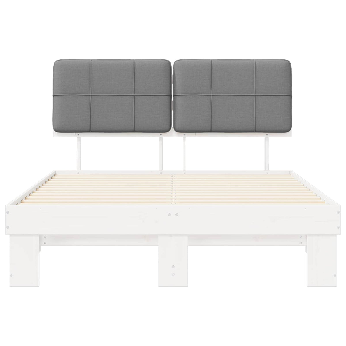 Bed Frame with Upholstered Headboard Length 190 cm White and Light Grey 120 cm