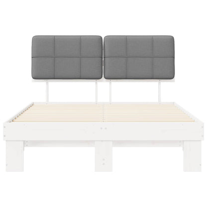 Bed Frame with Upholstered Headboard Length 190 cm White and Light Grey 120 cm
