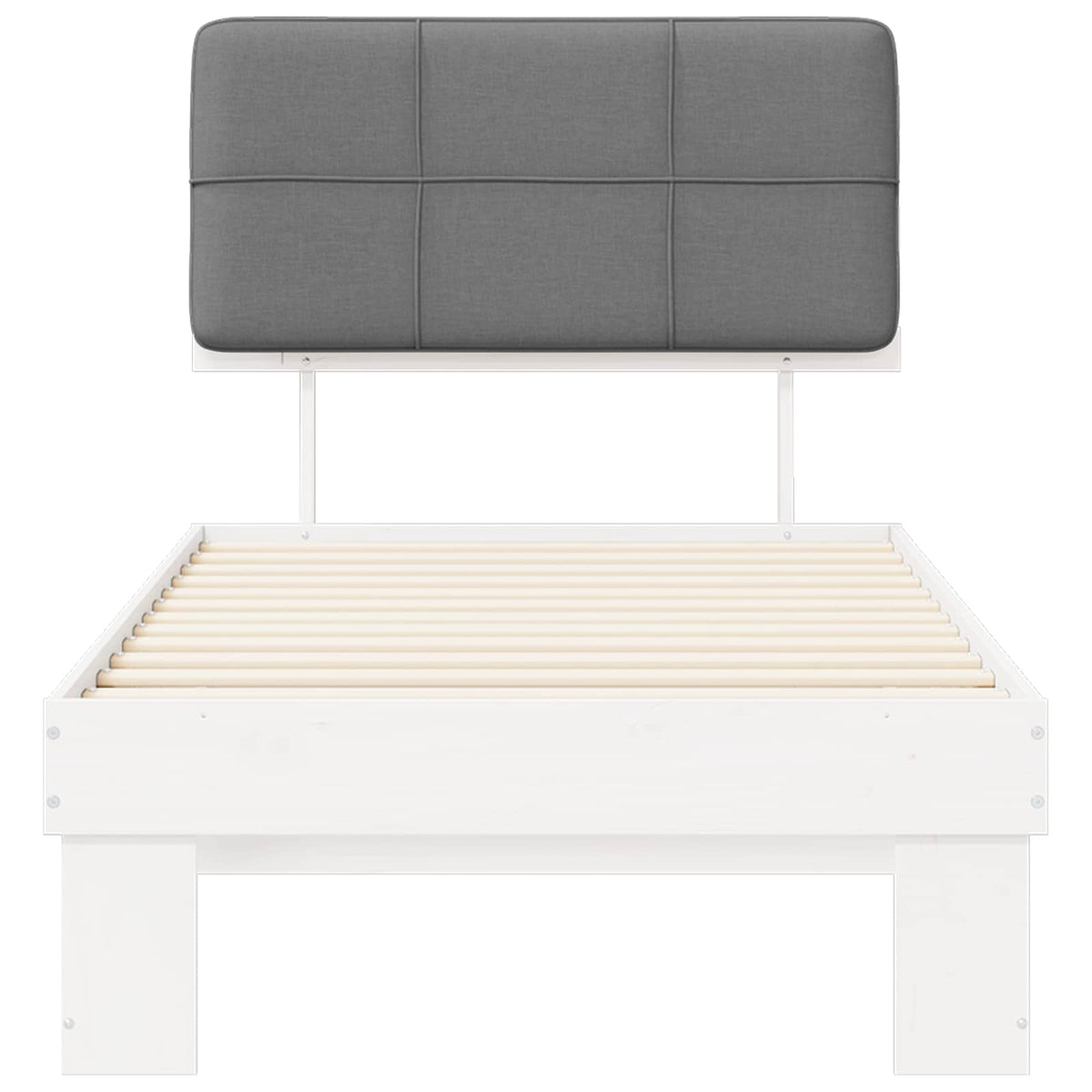 Bed Frame with Upholstered Headboard Length 200 cm White and Light Grey 90 cm