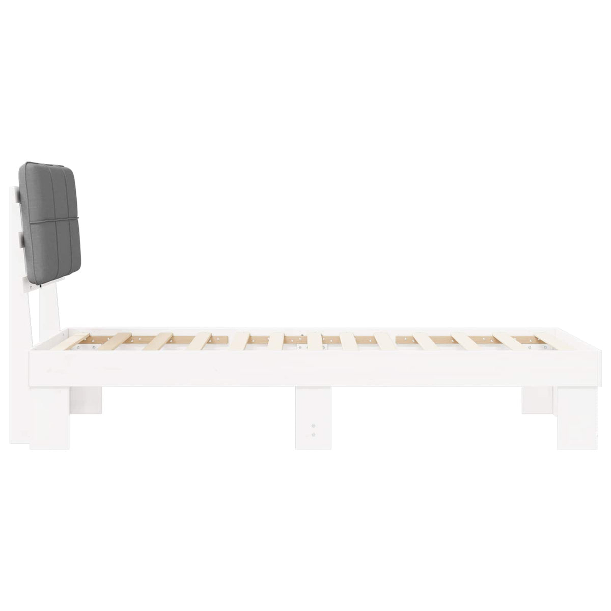 Bed Frame with Upholstered Headboard Length 200 cm White and Light Grey 90 cm
